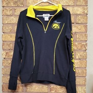 Iowa Hawkeyes Women's Black Quarter Zip Stretch Pullover with Logo Size Large